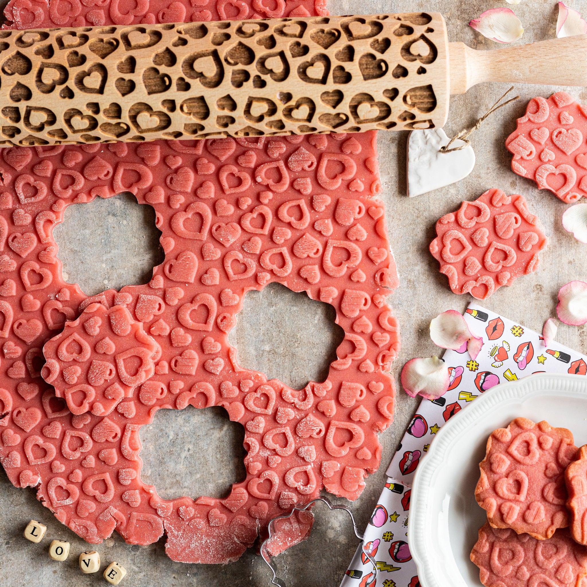 Hearts Rolling Pin