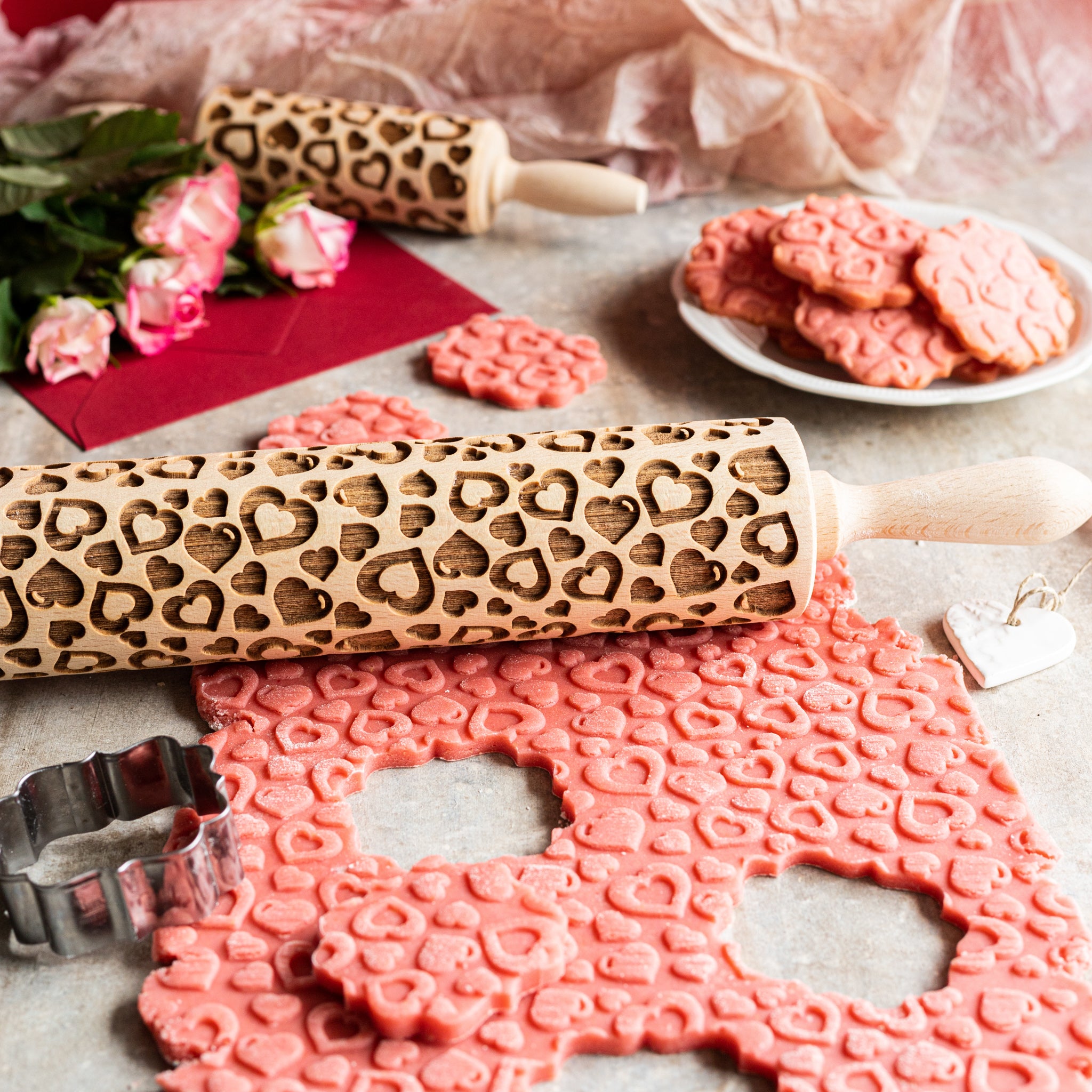Hearts Rolling Pin