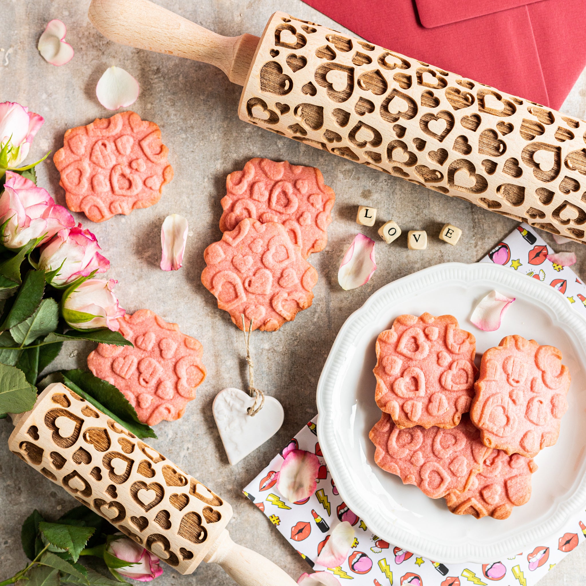 Hearts Rolling Pin
